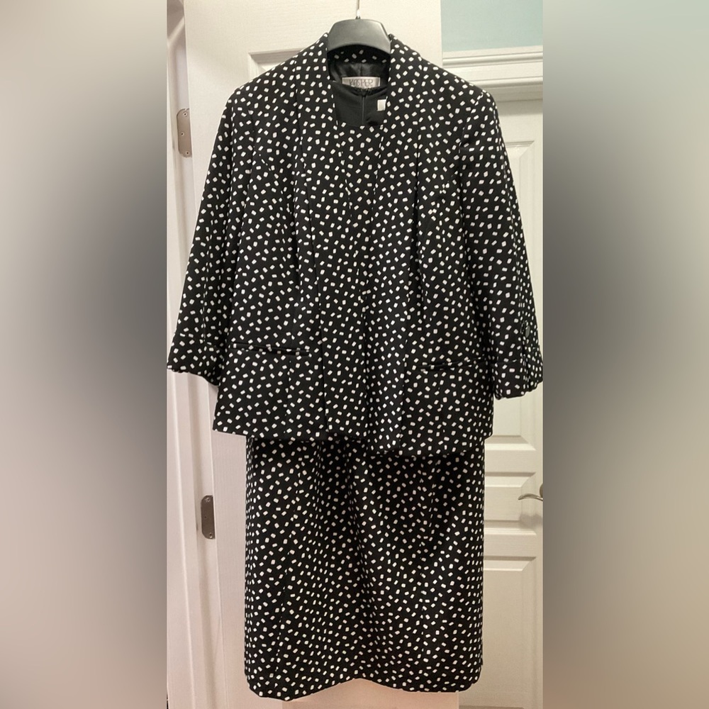 Kasper Black White Sleeveless Dress with Matching Jacket 16W, NWOT